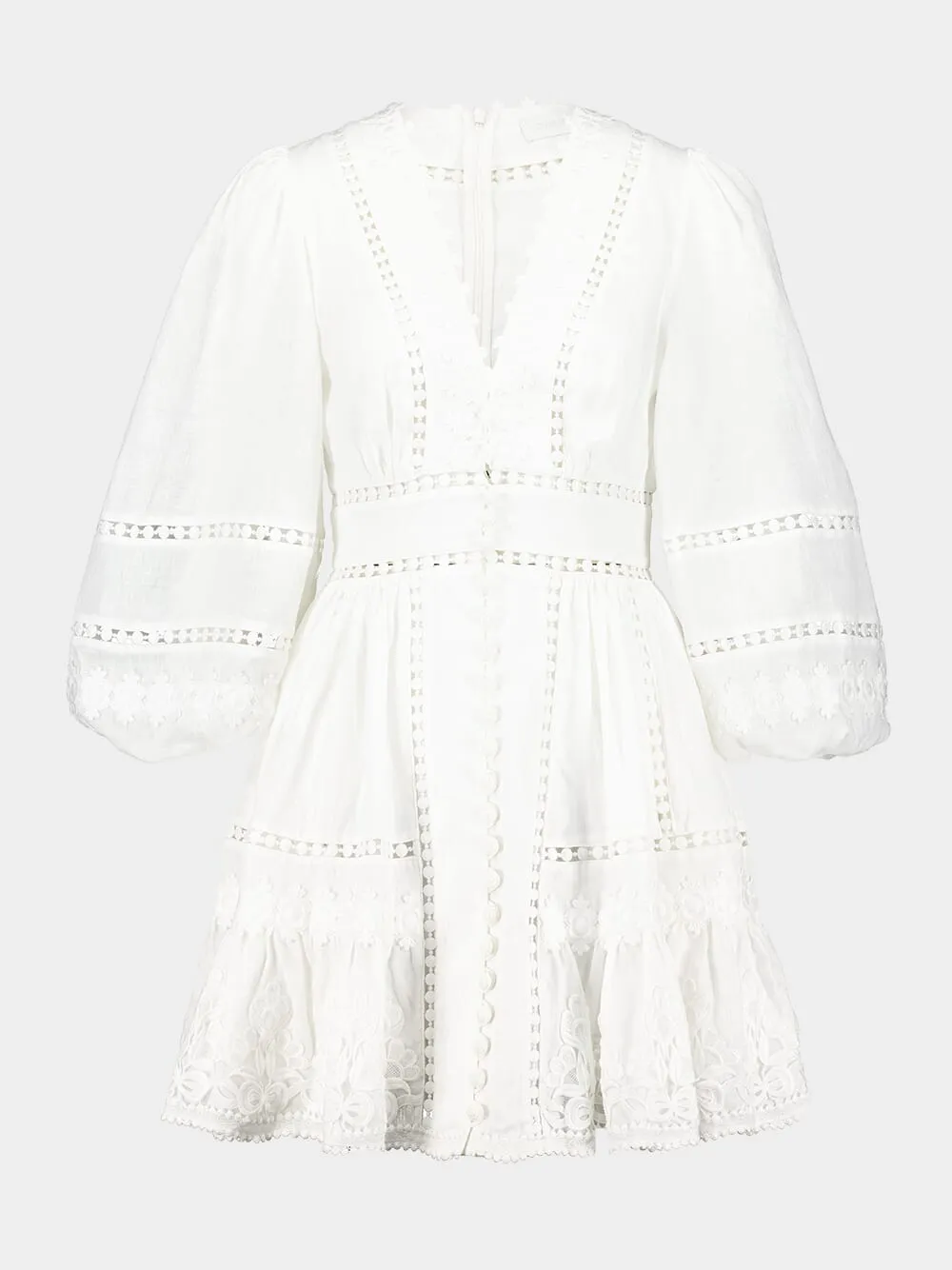 Ivory Lace-Trimmed Mini Dress sold by Fashion Clinic
