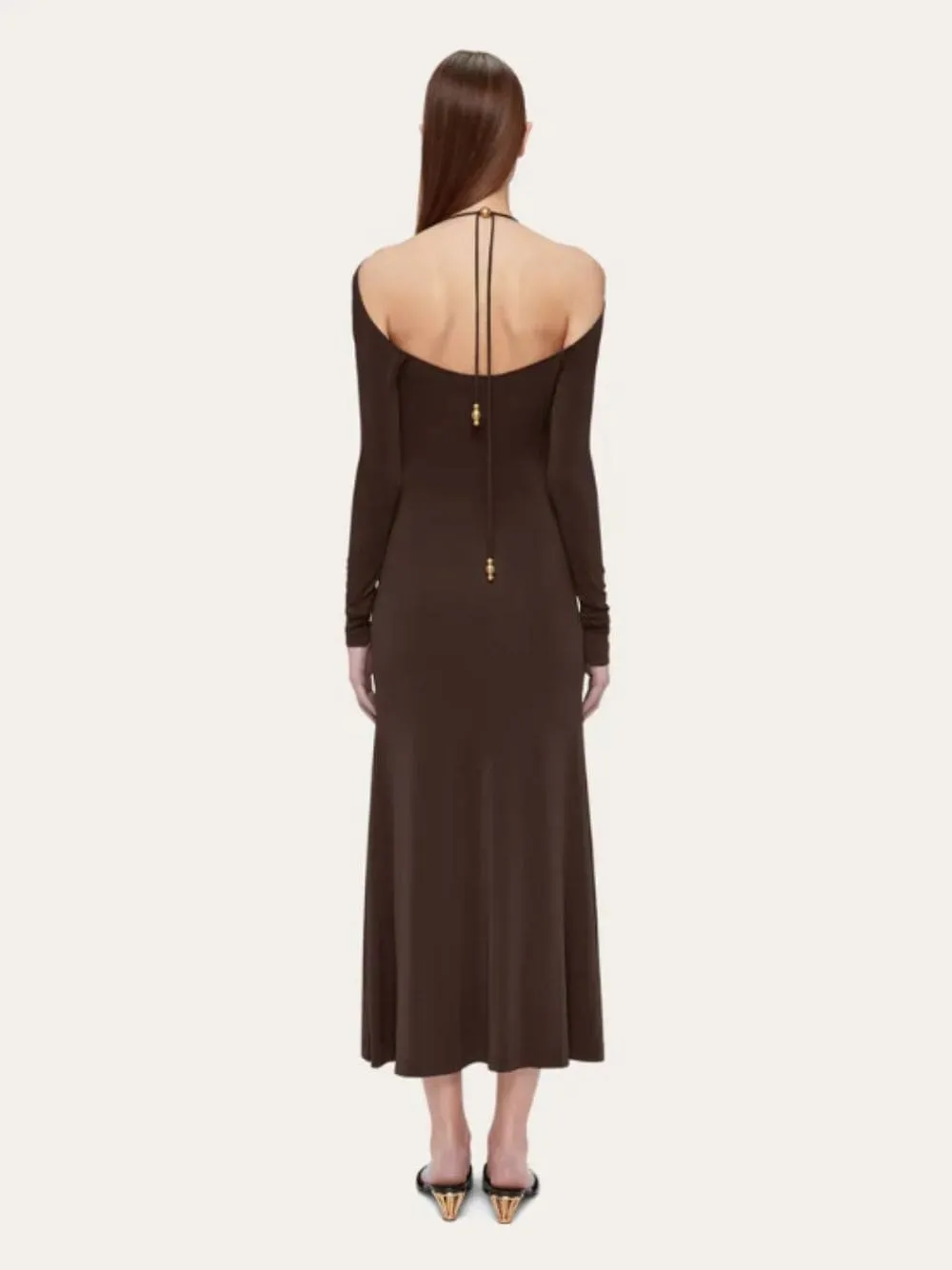 Espresso Long Crepe Dress sold by Fashion Clinic product image thumbnail 4