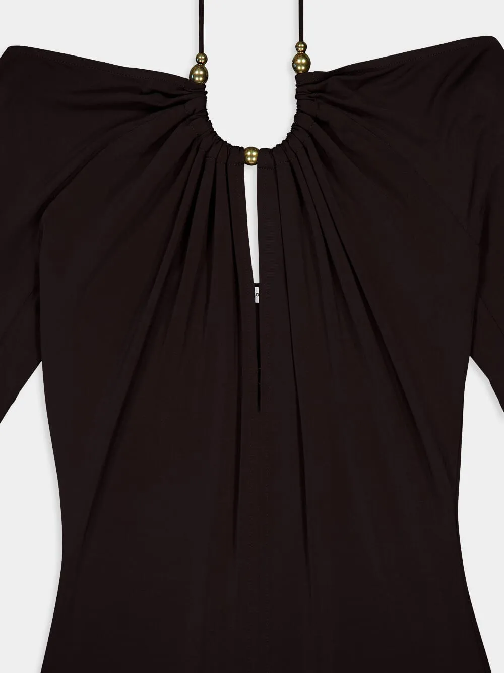 Espresso Long Crepe Dress sold by Fashion Clinic product image thumbnail 5