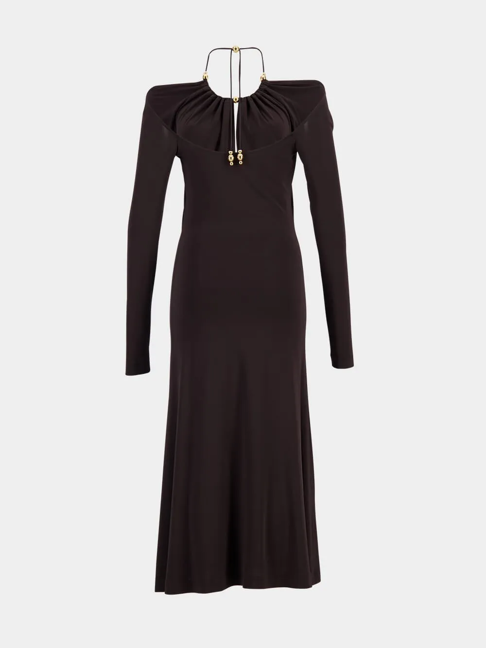 Espresso Long Crepe Dress sold by Fashion Clinic product image thumbnail 3