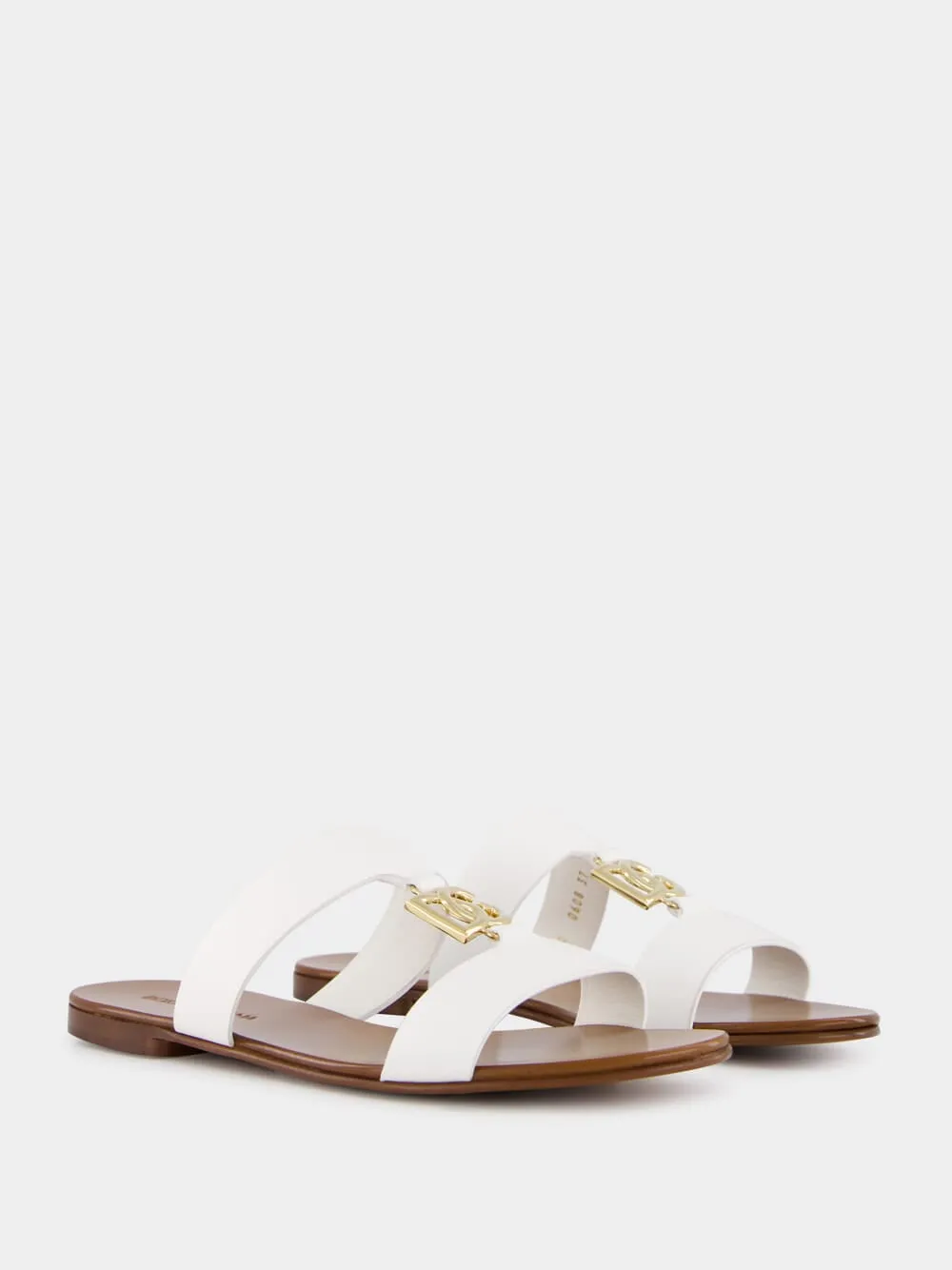 DG Logo White Calfskin Sliders sold by Fashion Clinic product image thumbnail 3
