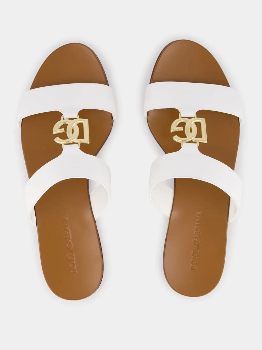 DG Logo White Calfskin Sliders sold by Fashion Clinic product image thumbnail 4