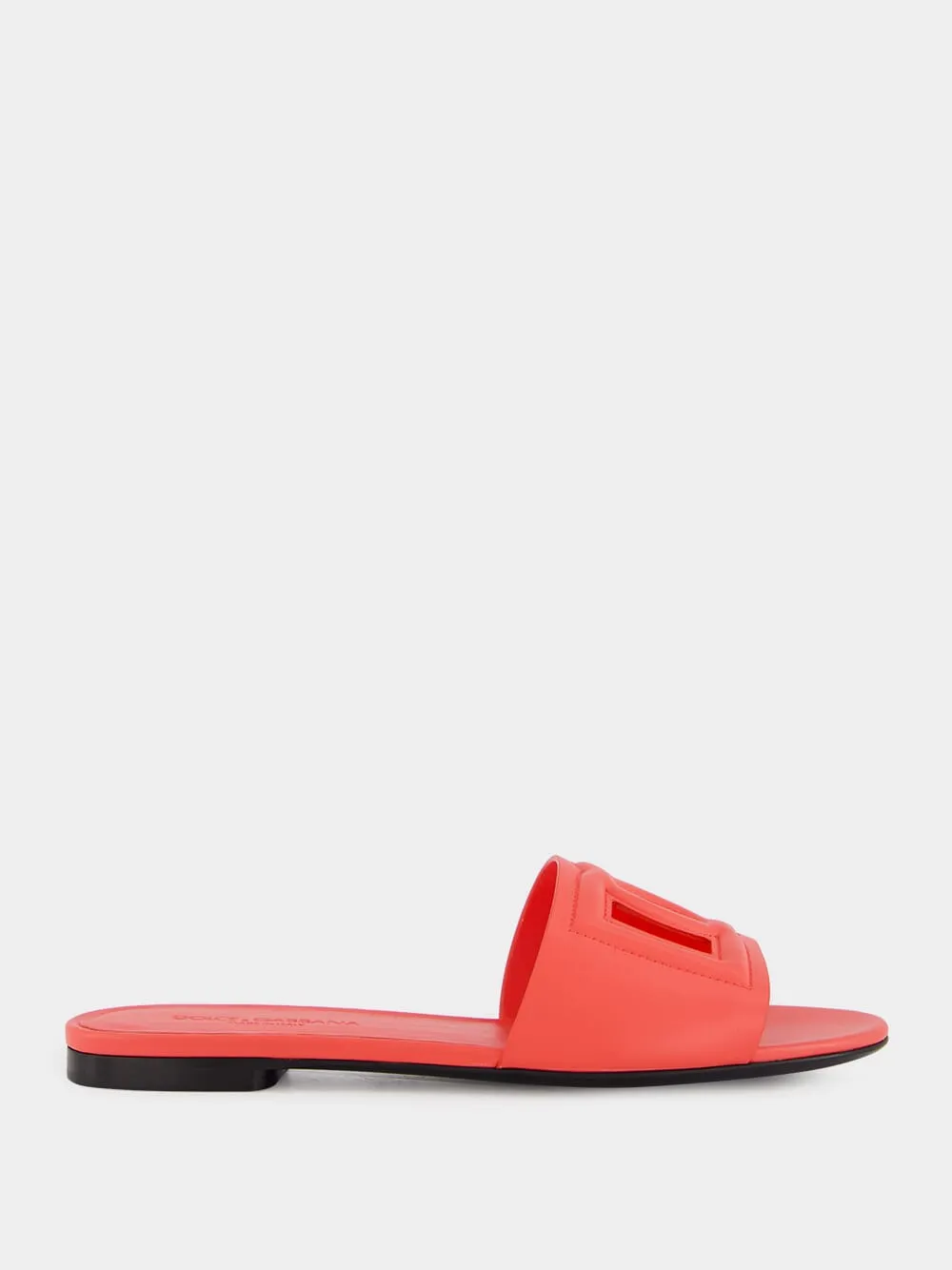 DG Logo Coral Calfskin Sliders sold by Fashion Clinic