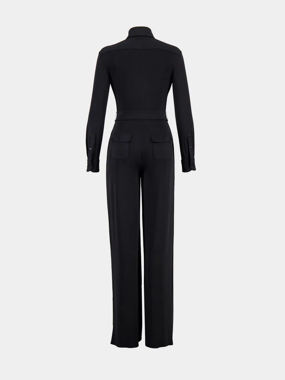 Black Satin Stretch Jersey Jumpsuit sold by Fashion Clinic product image thumbnail 3