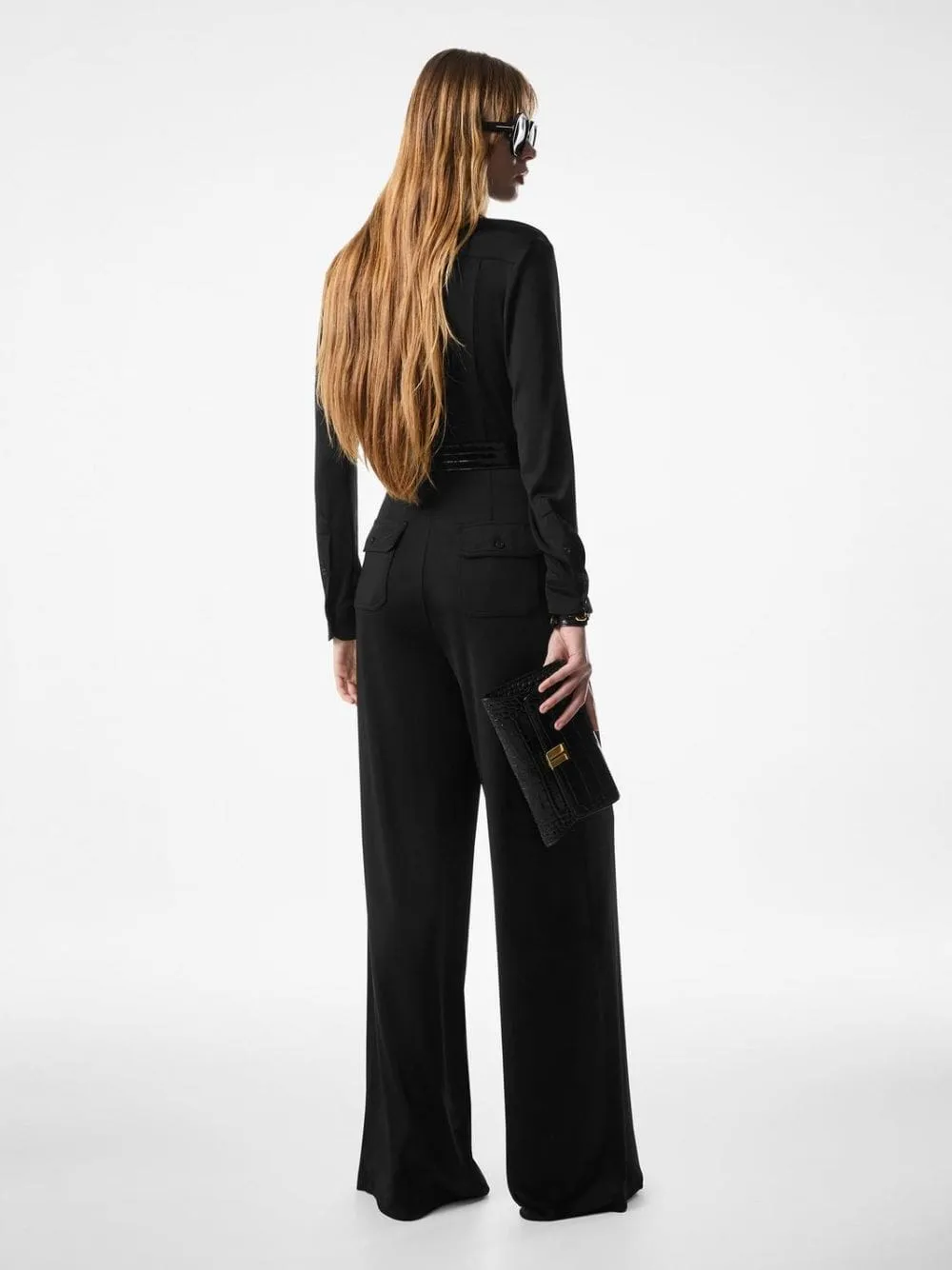 Black Satin Stretch Jersey Jumpsuit sold by Fashion Clinic product image thumbnail 4
