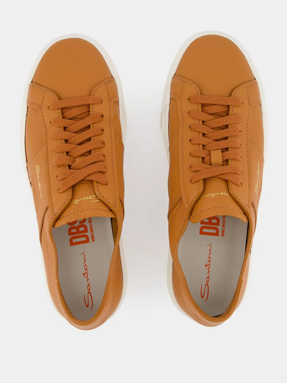 Orange Tumbled Leather Double Buckle Sneaker sold by Fashion Clinic product image thumbnail 4