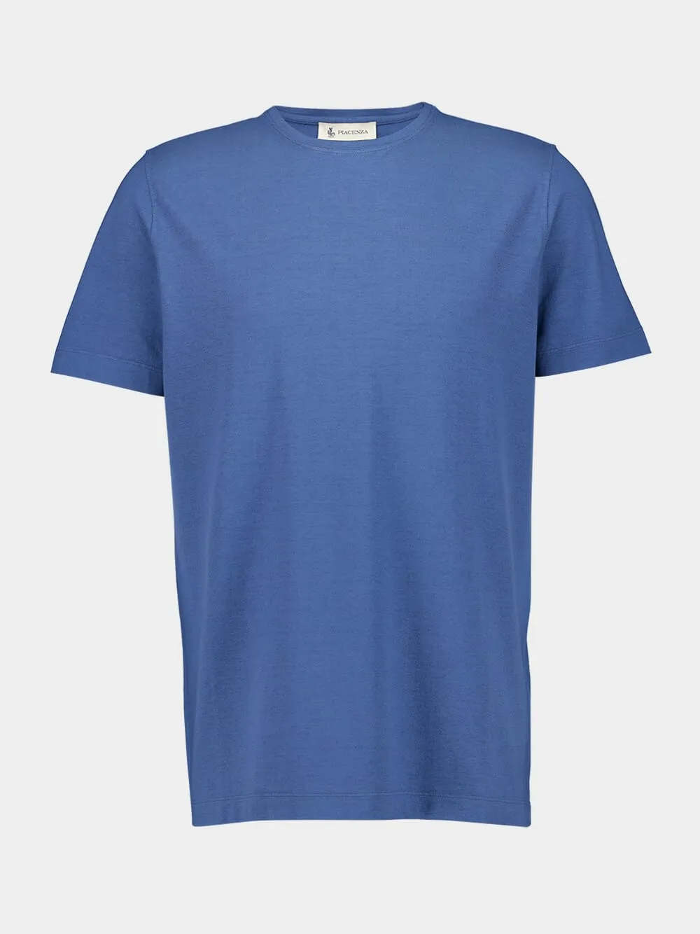 Blue Cotton Crew Neck T-Shirt sold by Fashion Clinic