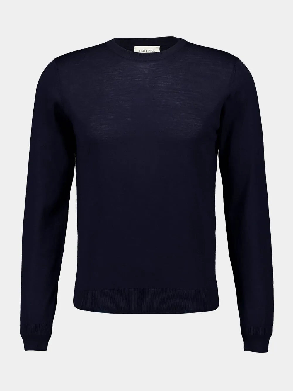 Navy Lightweight Merino Wool Crewneck sold by Fashion Clinic