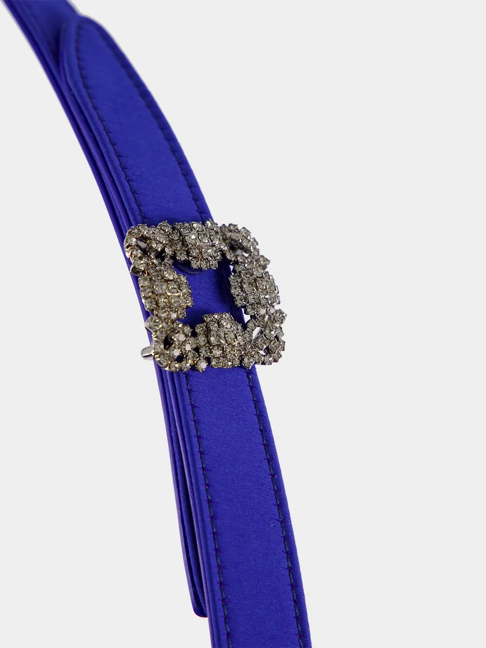 Blue Hangisi Belt Mini Satin Crystal Buckled Belt sold by Fashion Clinic product image thumbnail 2