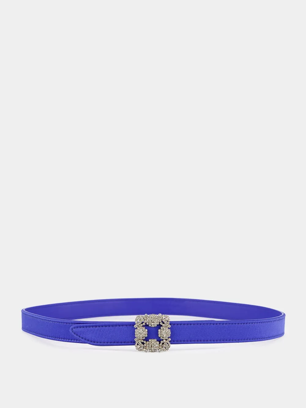 Blue Hangisi Belt Mini Satin Crystal Buckled Belt sold by Fashion Clinic