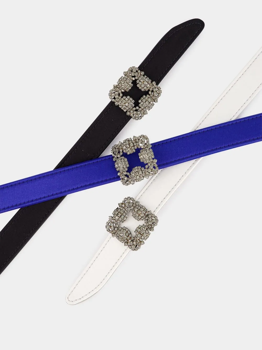 Black Hangisi Belt Mini Satin Crystal Buckled Belt sold by Fashion Clinic product image thumbnail 4