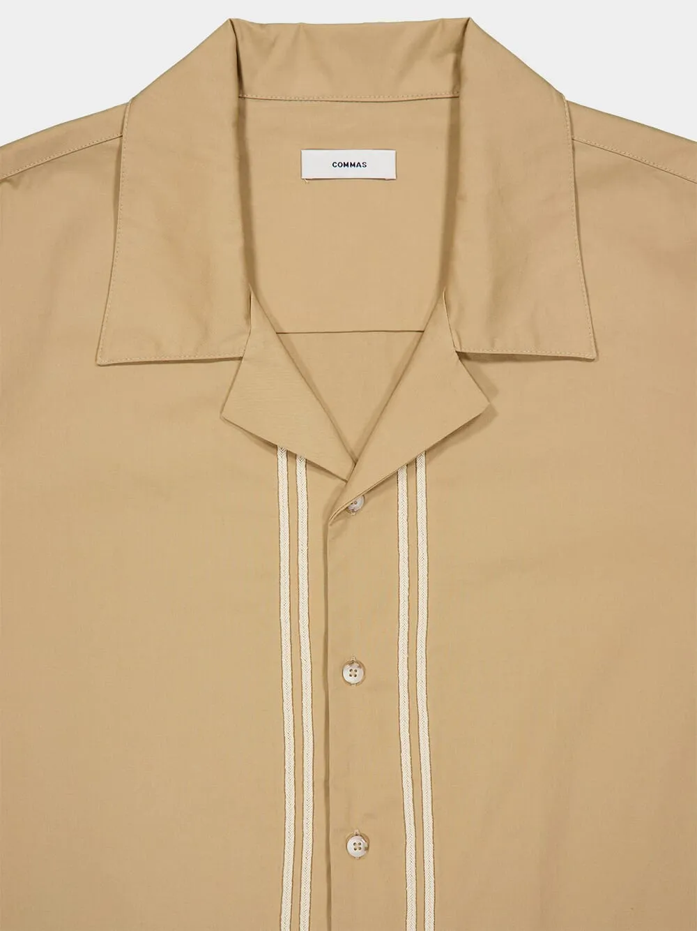 Beige Braided Cord Camp Collar Shirt sold by Fashion Clinic product image thumbnail 5