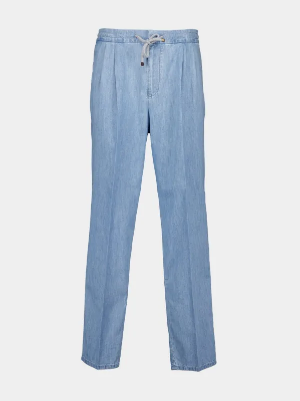 Light Blue Straight Fit Drawstring Pants sold by Fashion Clinic