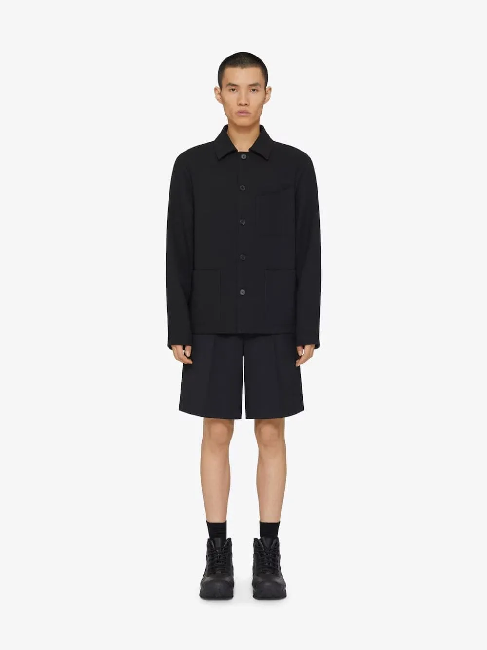 Black Double Face Wool Overshirt sold by Fashion Clinic product image thumbnail 2
