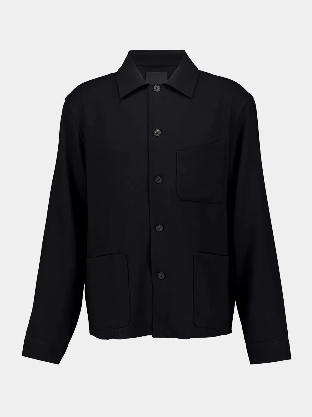 Black Double Face Wool Overshirt sold by Fashion Clinic
