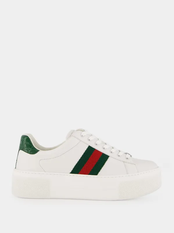 White Leather Ace Sneakers sold by Fashion Clinic