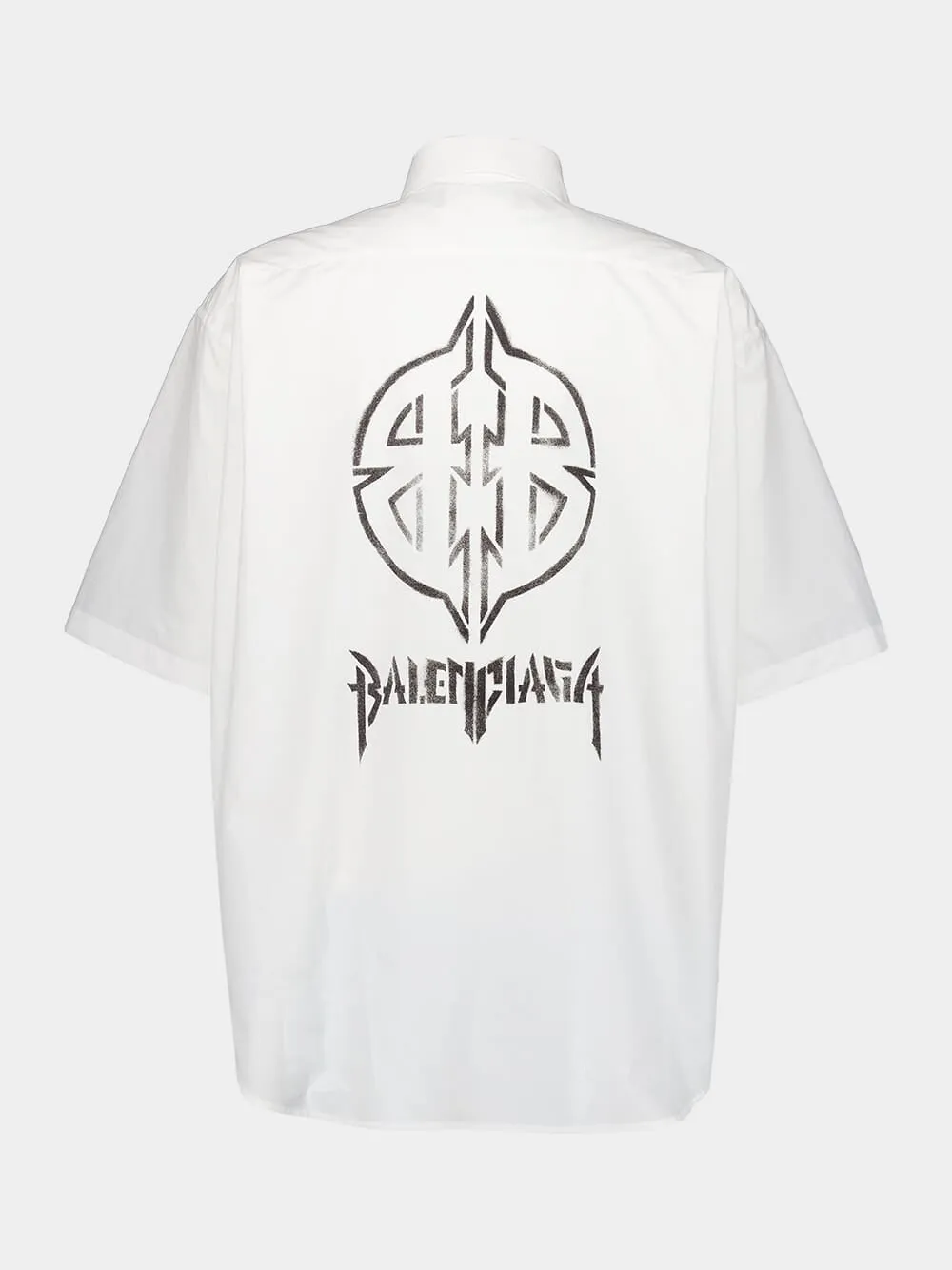 White Metal BB Stencil-Print Cotton Shirt sold by Fashion Clinic product image thumbnail 2