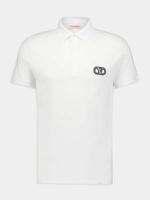 White Cotton Piqué Polo Shirt with Vlogo made by Fashion Clinic