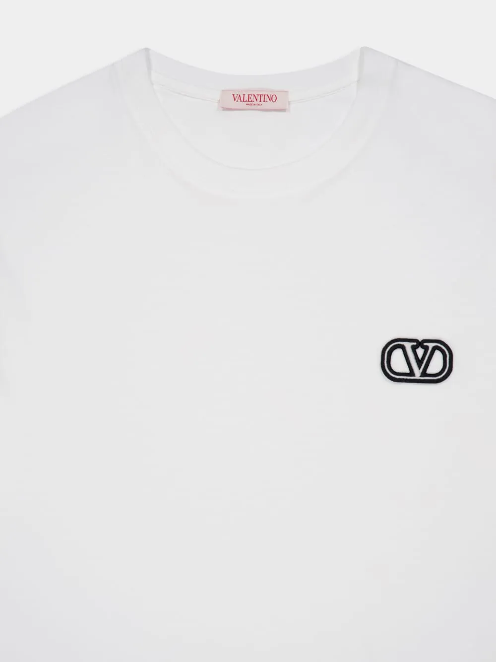 White Cotton T-shirt with VLogo Patch sold by Fashion Clinic product image thumbnail 3