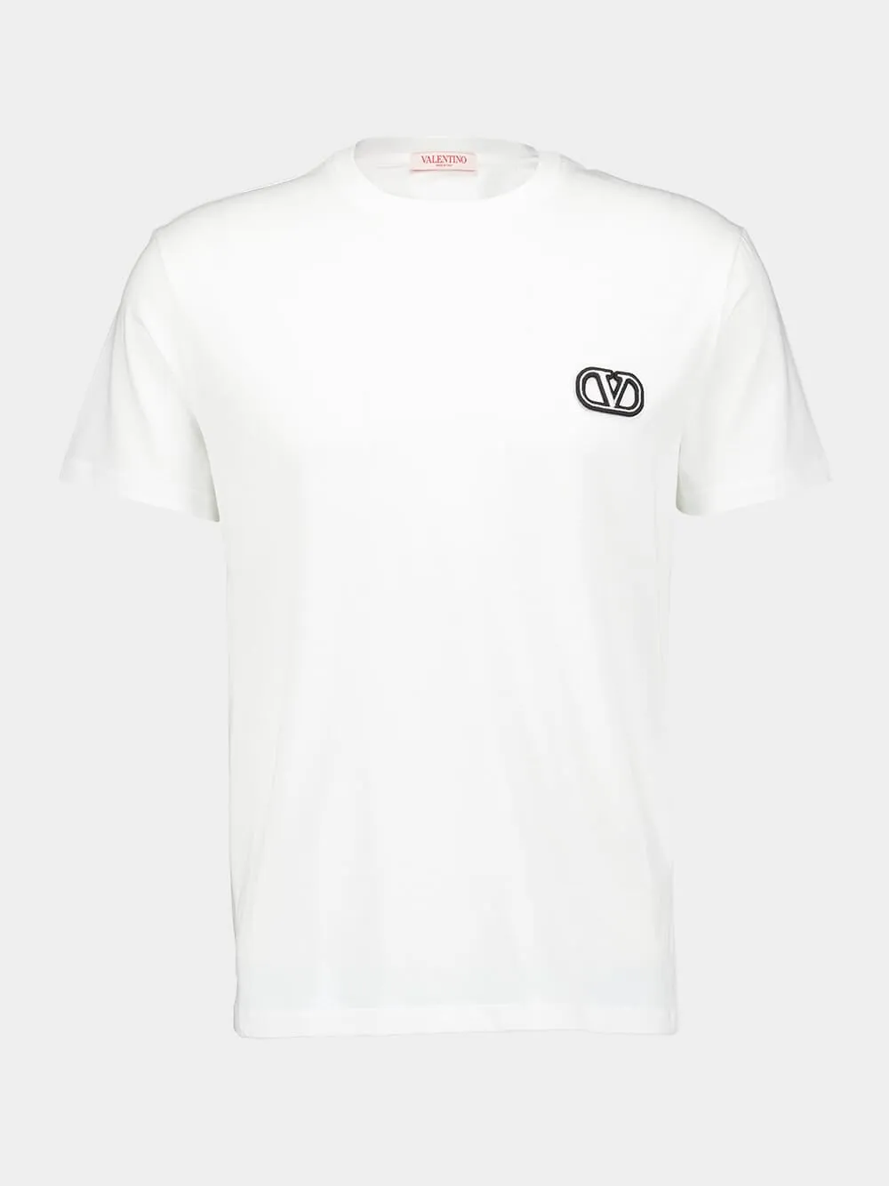 White Cotton T-shirt with VLogo Patch sold by Fashion Clinic