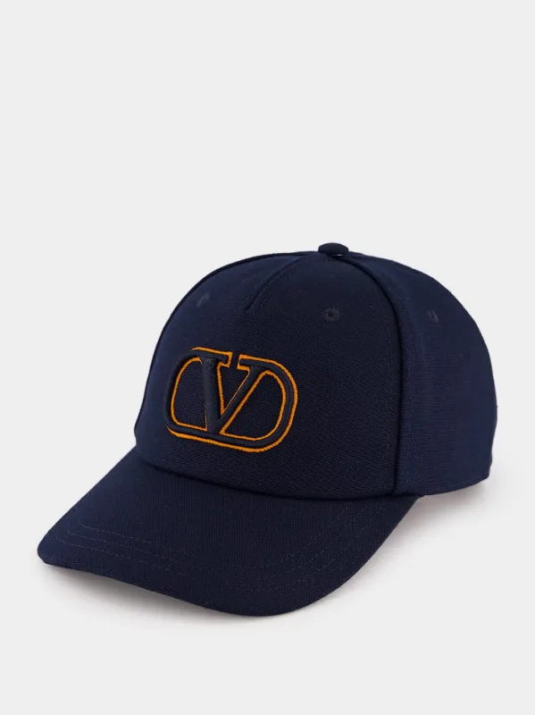 Navy VLogo Signature Cotton Baseball Cap sold by Fashion Clinic