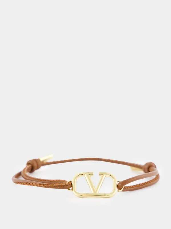Tobacco VLogo Signature Nappa Bracelet sold by Fashion Clinic