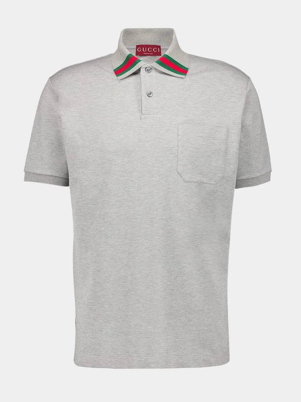 Grey Cotton Polo Shirt with Web sold by Fashion Clinic