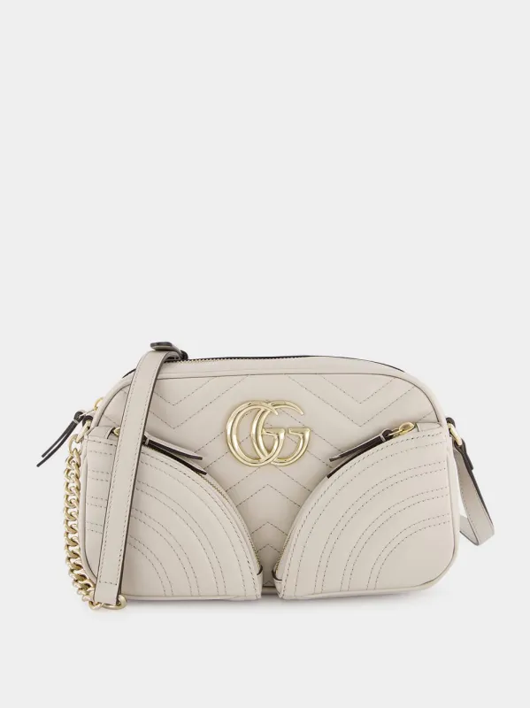 Ivory GG Marmont Small Shoulder Bag sold by Fashion Clinic