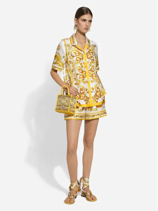 Majolica Print Short-Sleeved Silk Twill Shirt sold by Fashion Clinic
