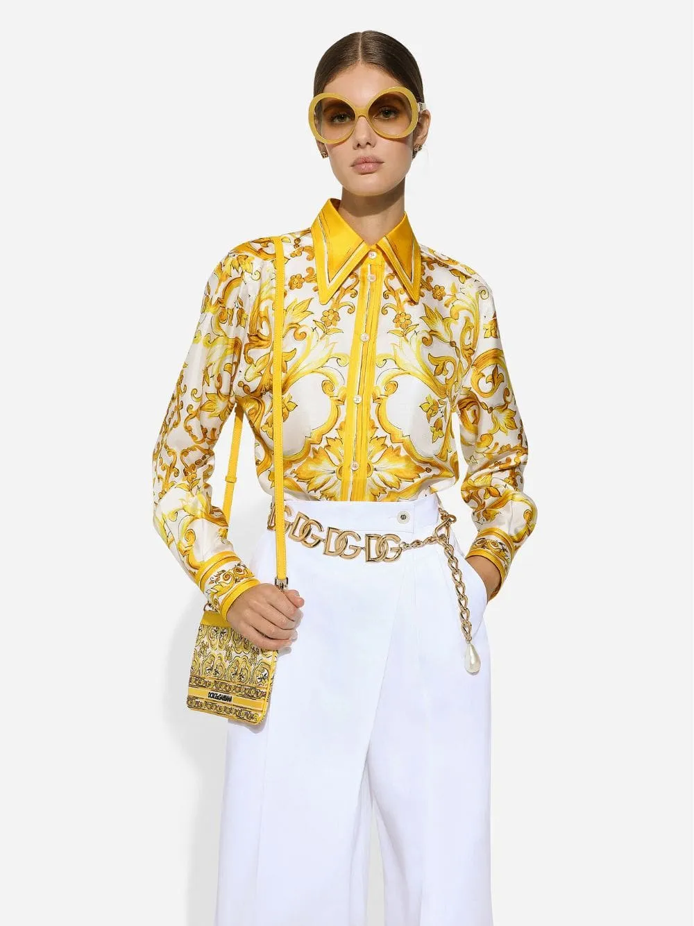 Majolica Print Silk Twill Shirt sold by Fashion Clinic product image thumbnail 2