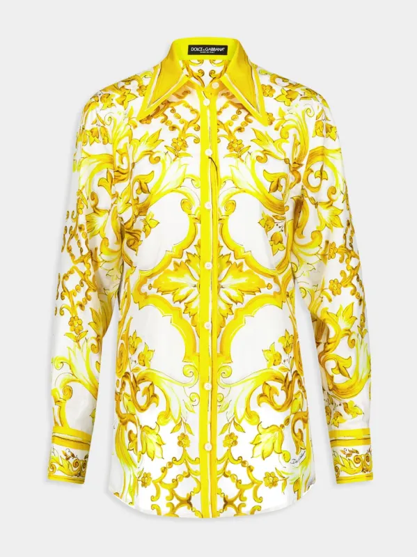 Majolica Print Silk Twill Shirt sold by Fashion Clinic