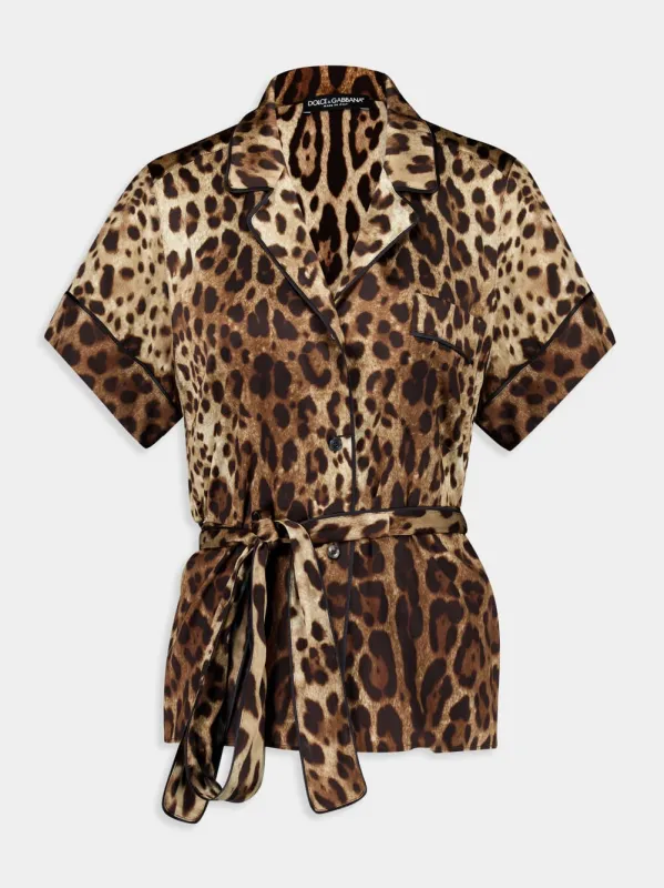Leopard Print Belted Silk Shirt sold by Fashion Clinic