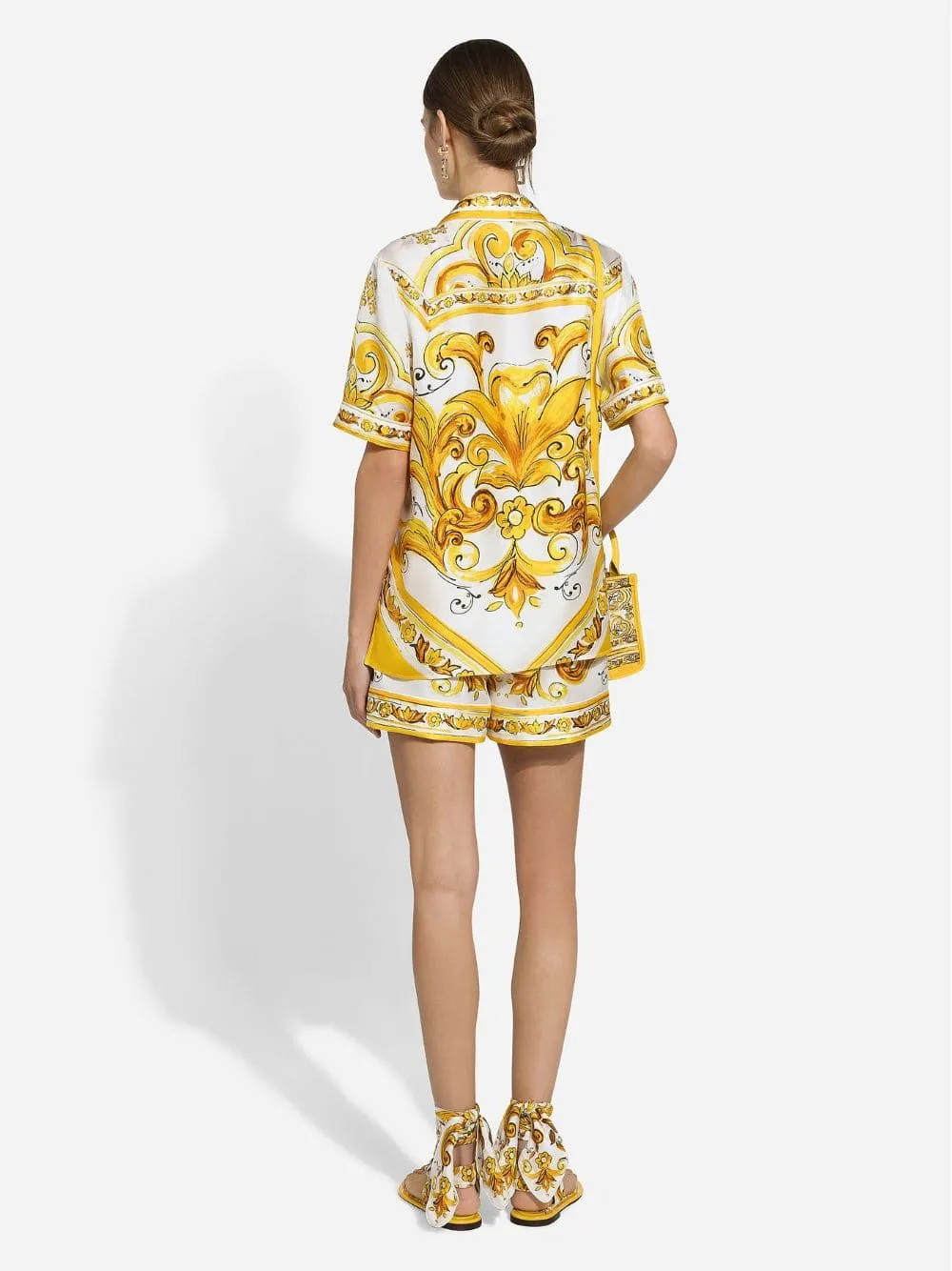 Yellow Majolica Print Silk Twill Shorts sold by Fashion Clinic product image thumbnail 4