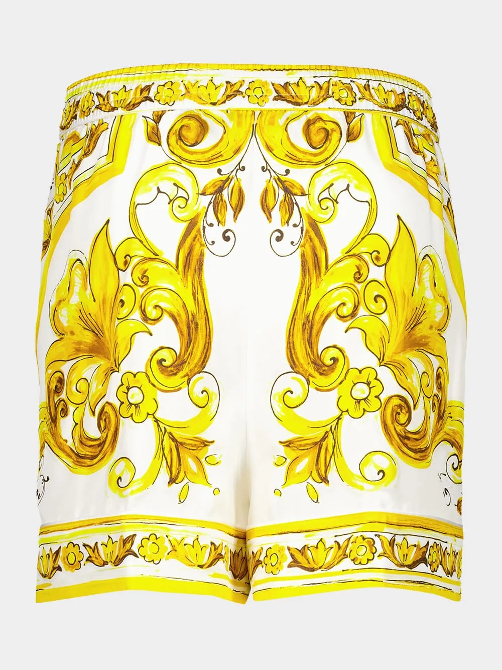 Yellow Majolica Print Silk Twill Shorts sold by Fashion Clinic product image thumbnail 3