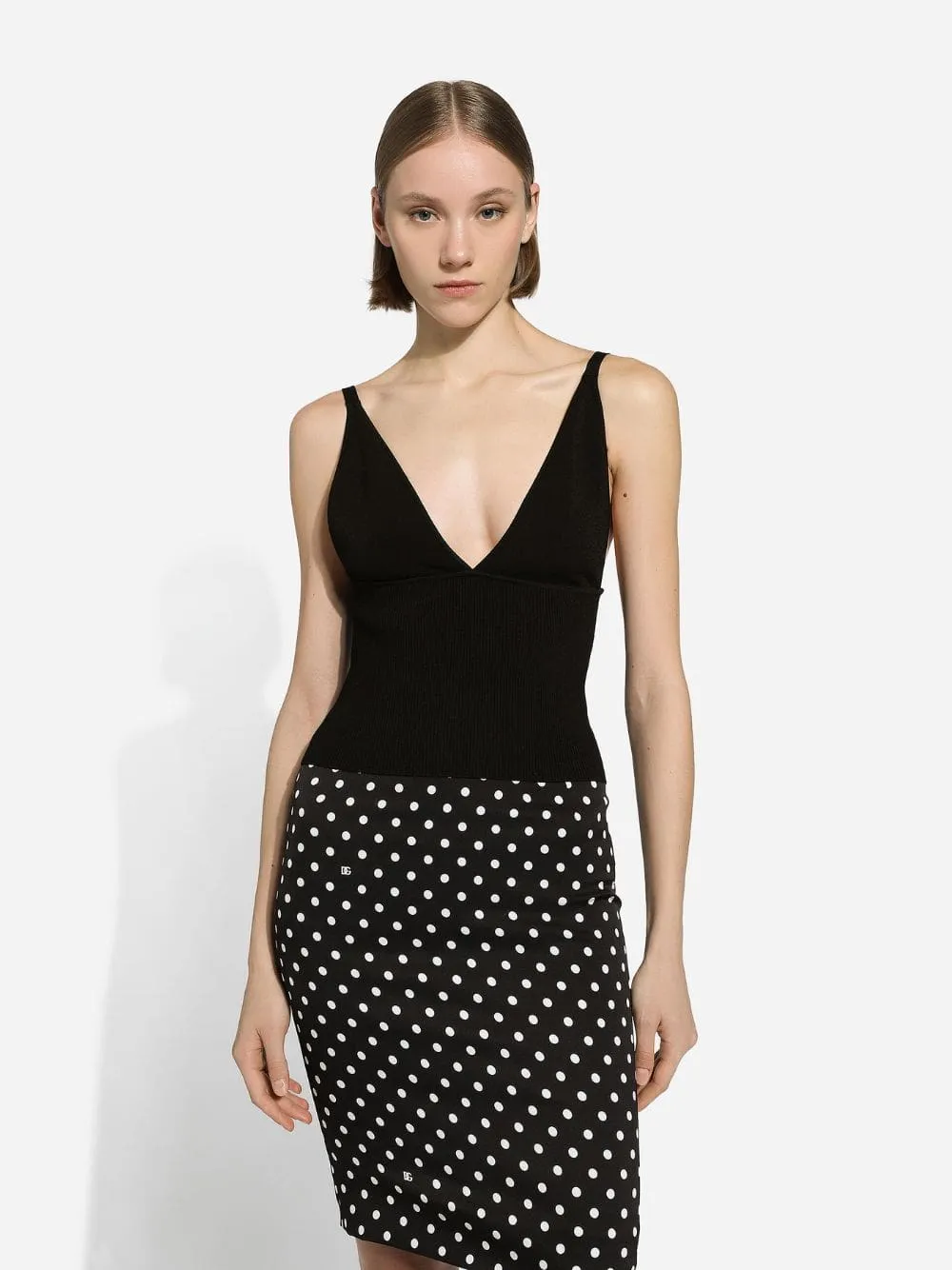 Black Viscose-Knit Vest Top sold by Fashion Clinic