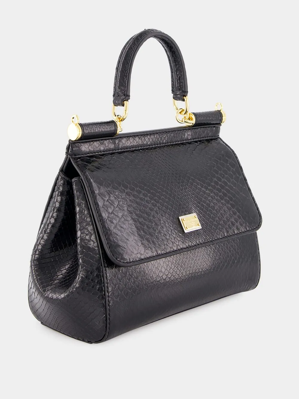 Black Medium Python Sicily Bag sold by Fashion Clinic product image thumbnail 3