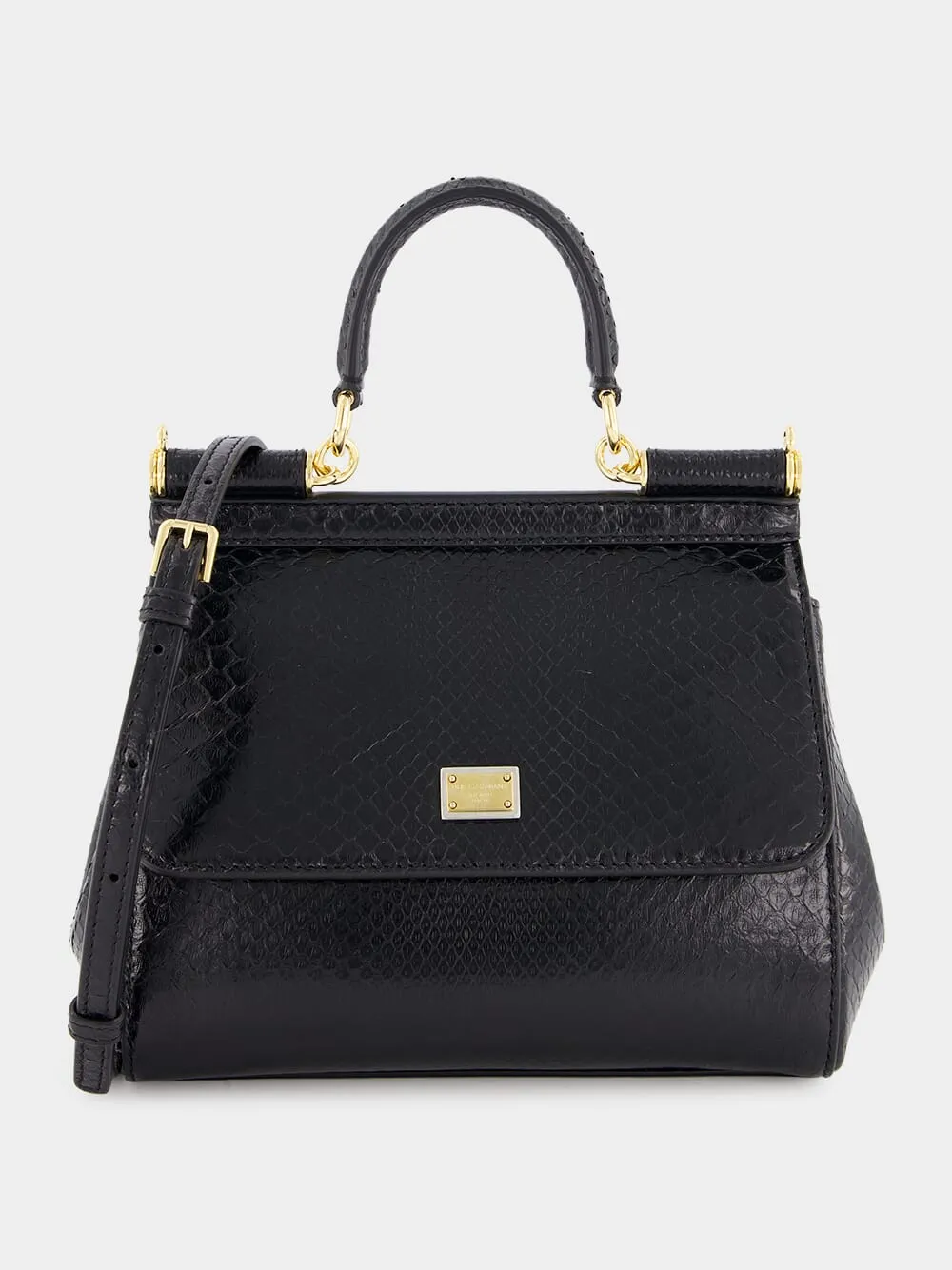 Black Medium Python Sicily Bag sold by Fashion Clinic