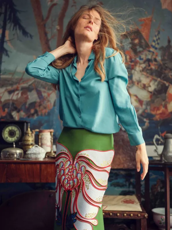 Ametista Brittany Blue Silk Shirt sold by Fashion Clinic