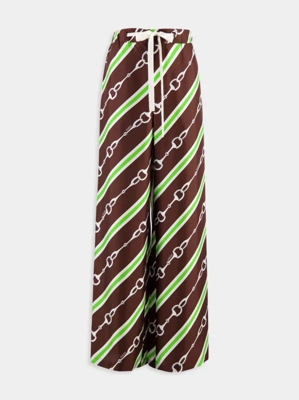 Horsebit Stripe Print Silk Pant sold by Fashion Clinic