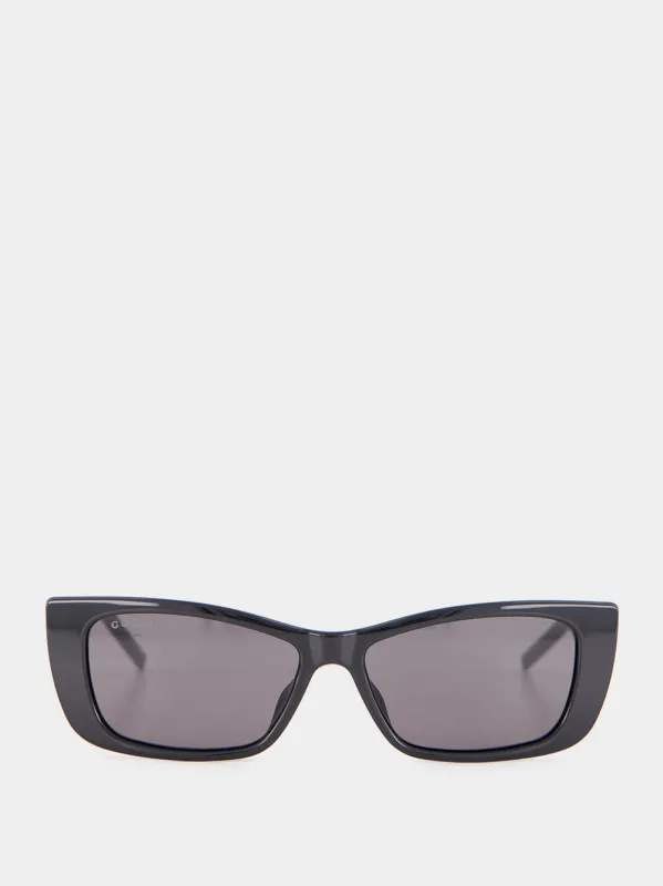 Shiny Black Rectangular Frame Sunglasses sold by Fashion Clinic