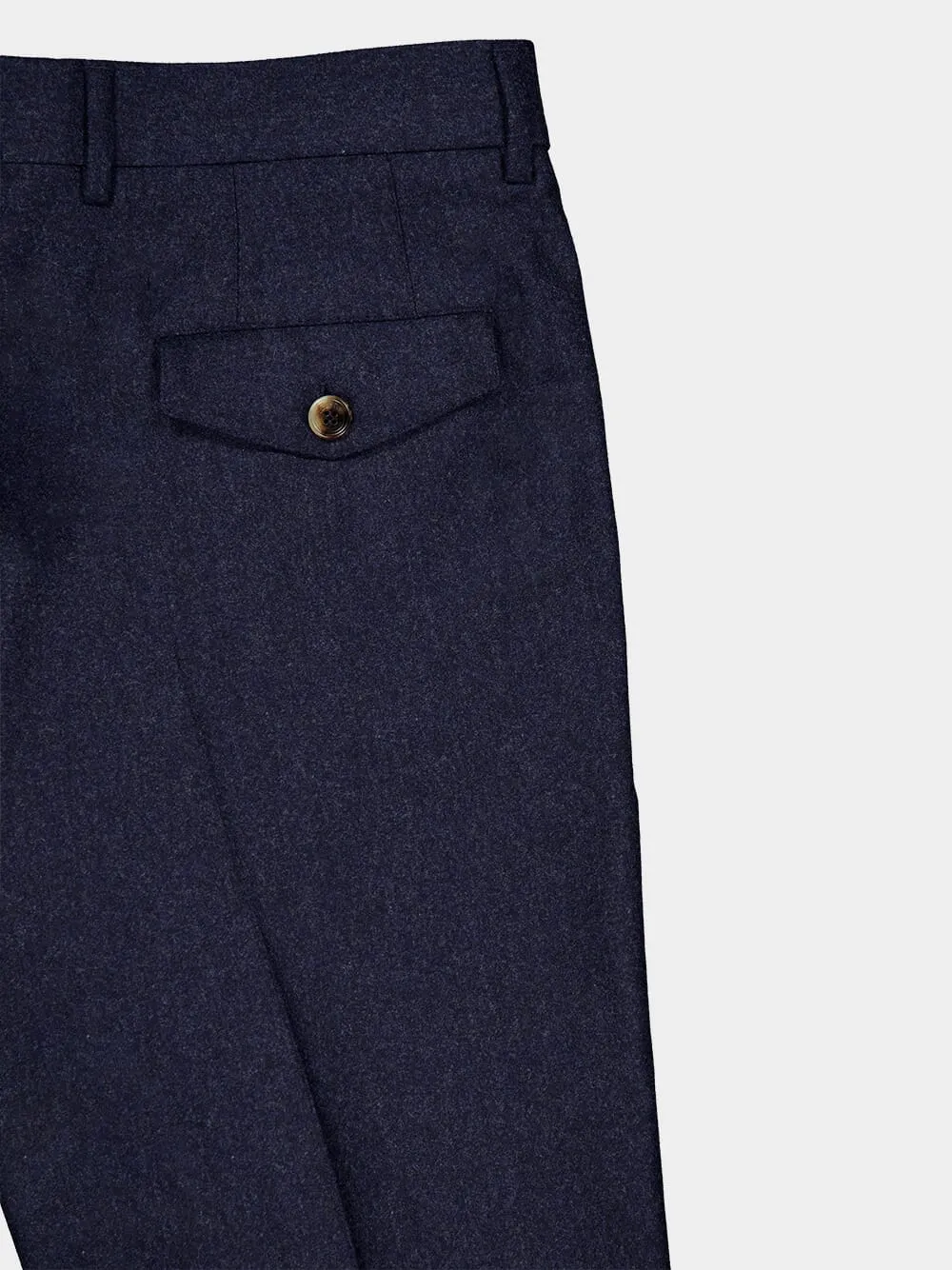 Blue Virgin Wool Flannel Trousers sold by Fashion Clinic product image thumbnail 4