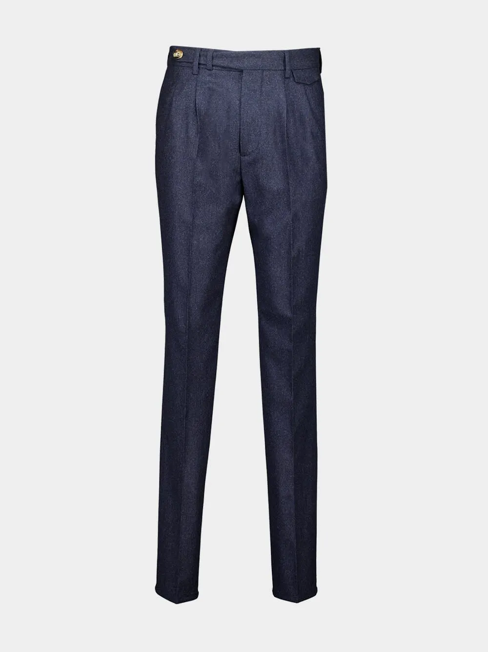 Blue Virgin Wool Flannel Trousers sold by Fashion Clinic