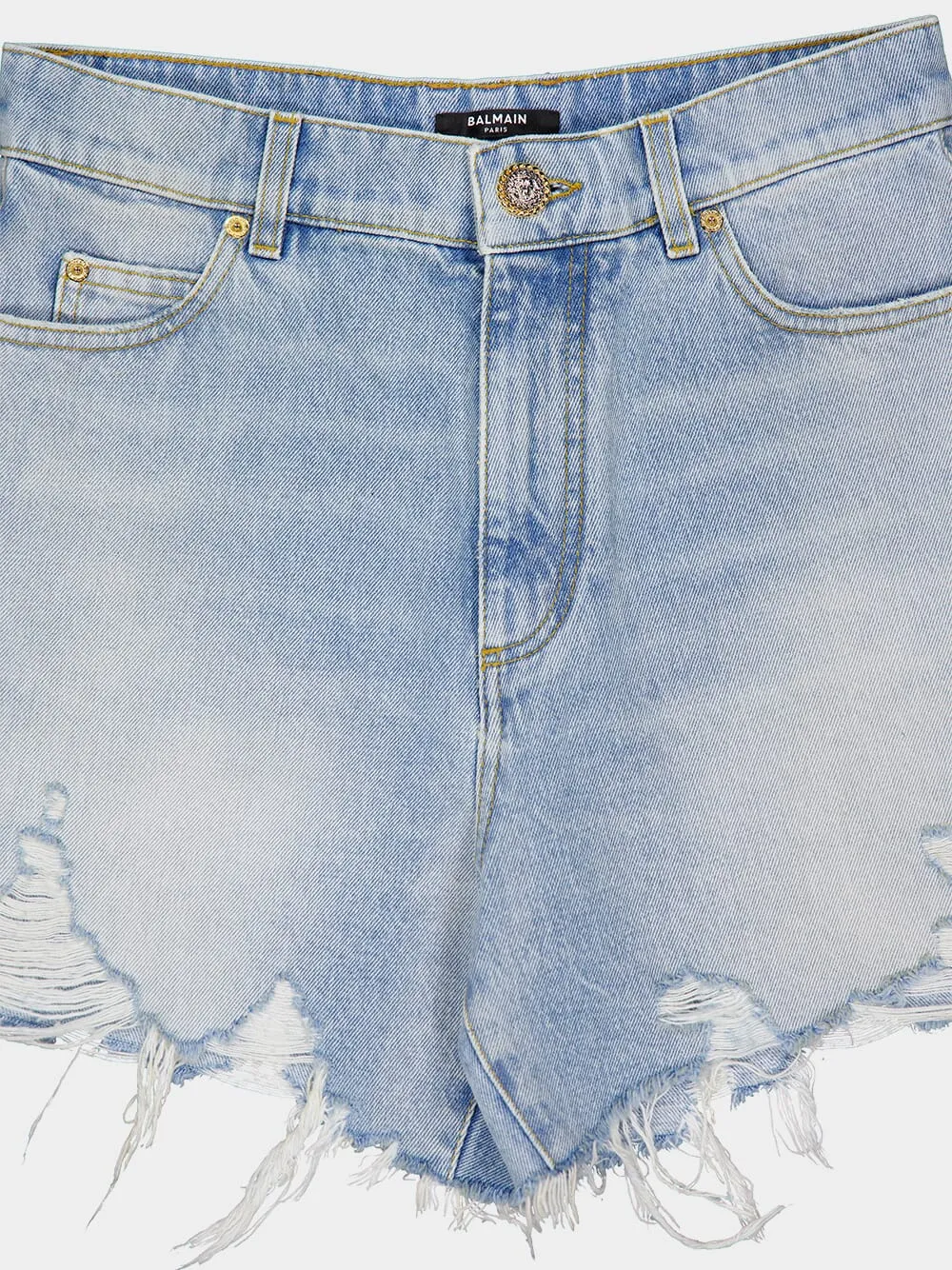Light Blue Denim High-Waisted Shorts sold by Fashion Clinic product image thumbnail 5