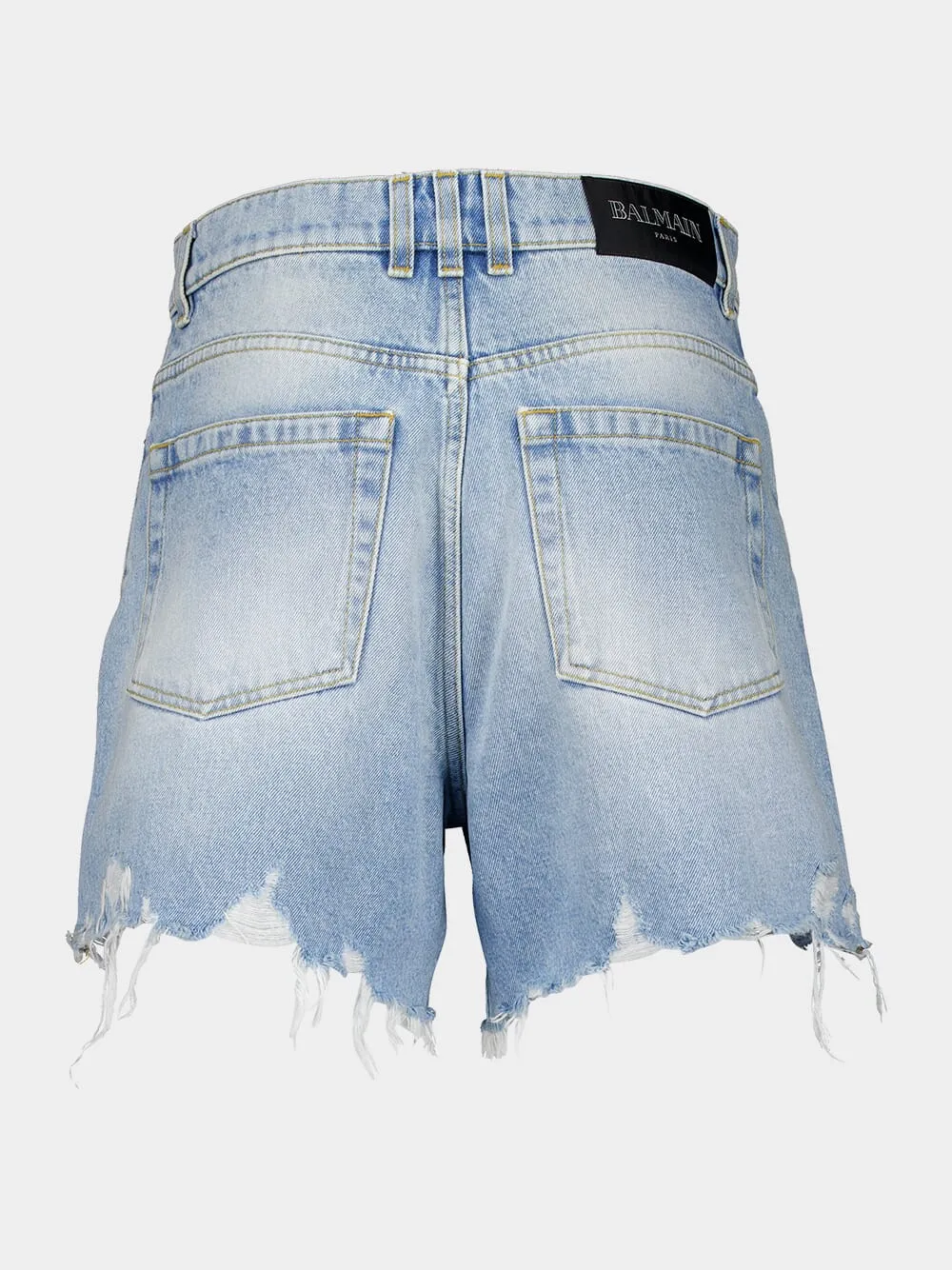 Light Blue Denim High-Waisted Shorts sold by Fashion Clinic product image thumbnail 3