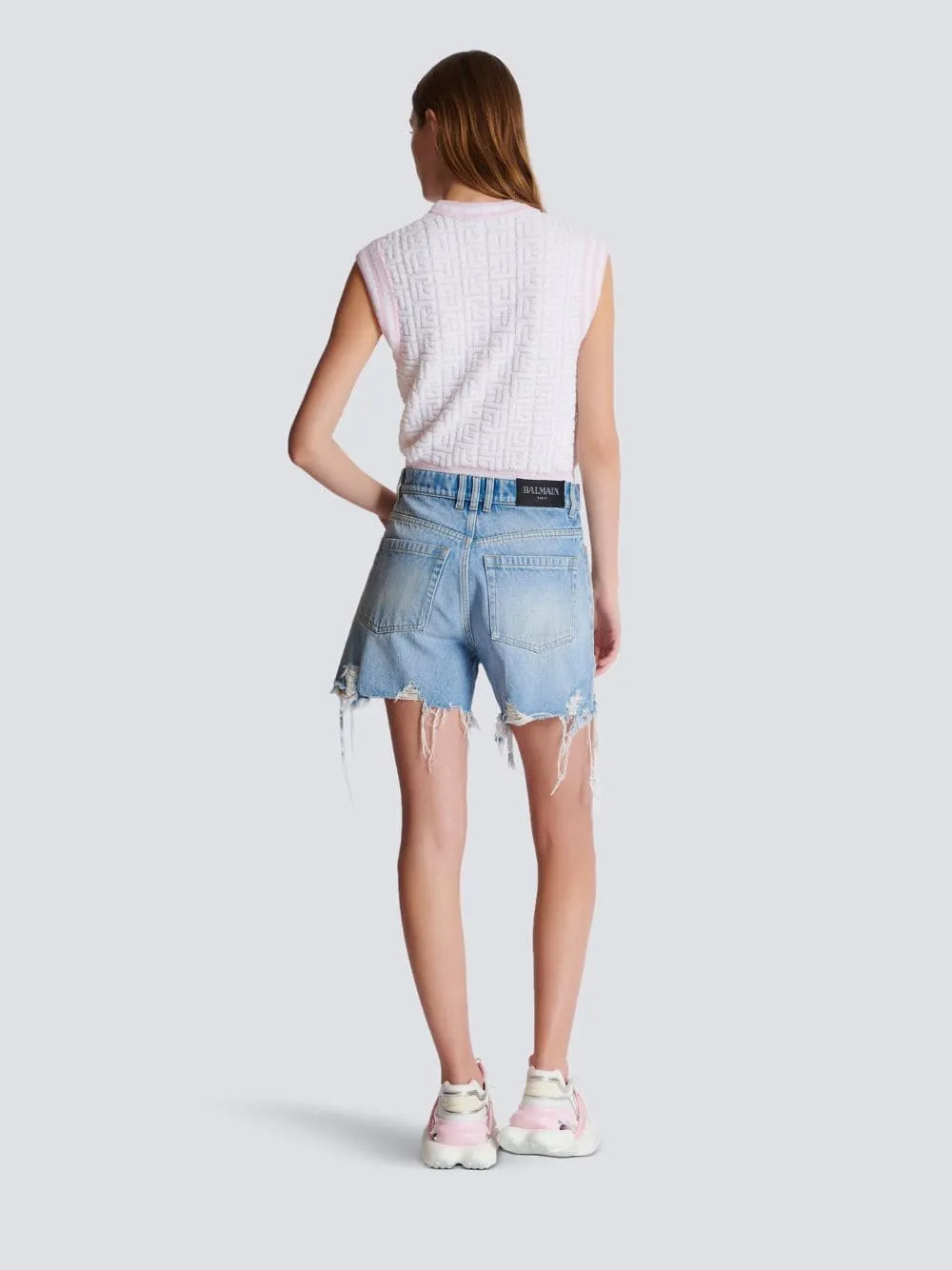 Light Blue Denim High-Waisted Shorts sold by Fashion Clinic product image thumbnail 4