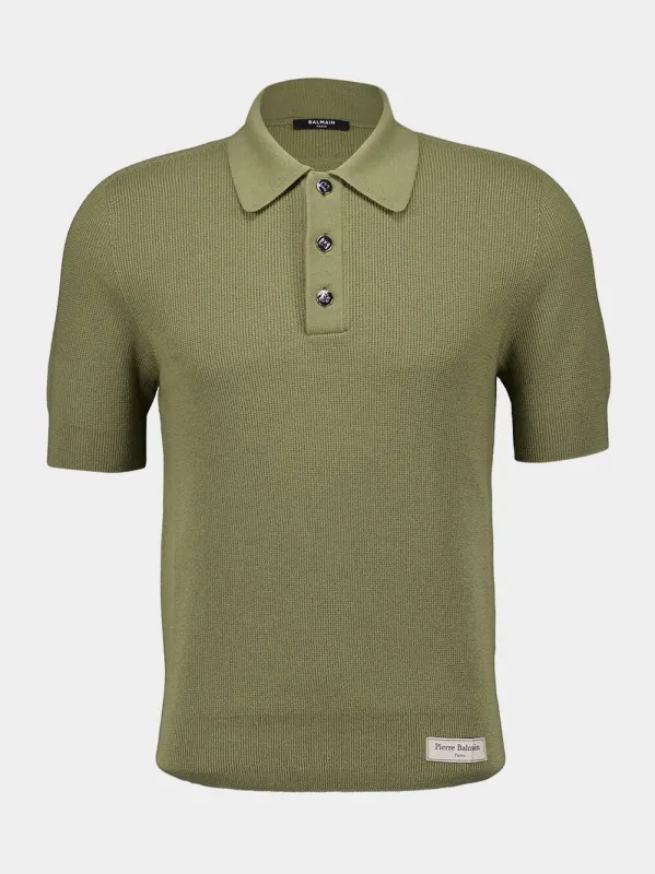 Merino Wool Khaki Polo Shirt sold by Fashion Clinic
