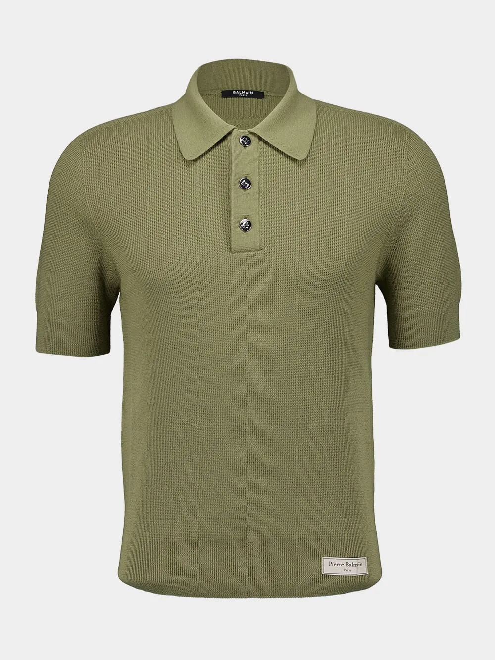Merino Wool Khaki Polo Shirt sold by Fashion Clinic