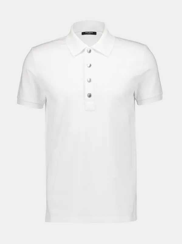 White Short-Sleeve Polo sold by Fashion Clinic