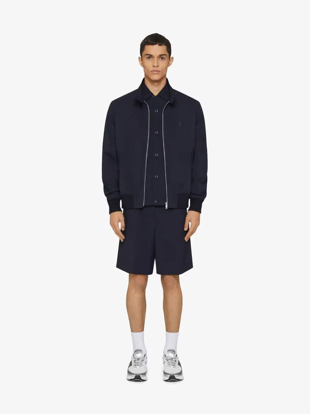 Night Blue Wool Poplin Bermuda Shorts sold by Fashion Clinic product image thumbnail 2