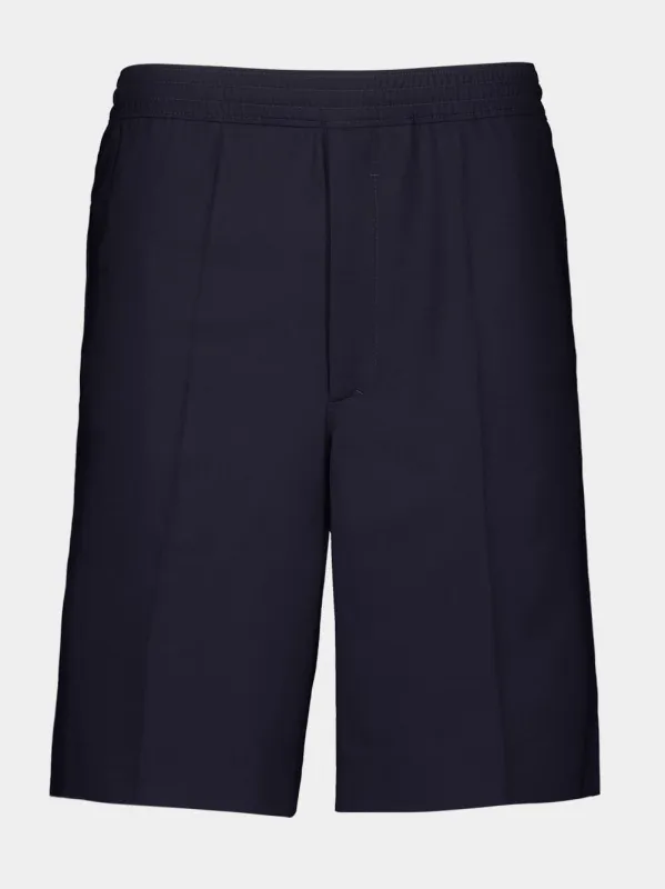 Night Blue Wool Poplin Bermuda Shorts sold by Fashion Clinic